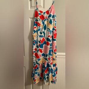 Bright floral slip dress.